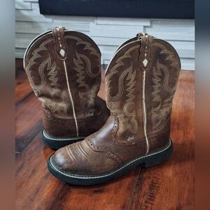 Justin Gypsy Women's Cowboy Boots SZ 7.5 B Western Boots L9618 Embossed Brown